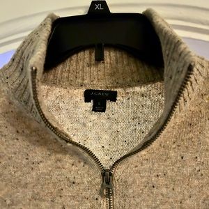 J Crew Men’s Tan Merino Wool Blend Quarter 1/4 Zip Pullover Size SZ Large LG